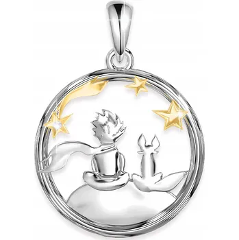 Přívěsek Stříbrný přívěsek na řetízek Malý princ s liškou, hvězdy, liška STŘÍBRO 925