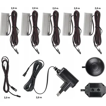 LED osvětlení LED osvětlení 5 bodů s klipy – studená bílá s napájecím zdrojem pro vitríny a polic