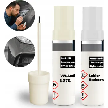 barva a nátěr na dřevo LZ7S VW AUDI Opravná sada 2v1: Na opravu škrábanců a oděrek LAK + BEZBARVÝ LAK