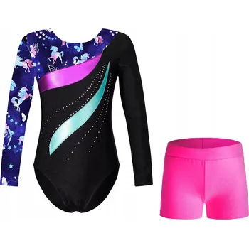 Body GYMNASTICKÝ BALETNÍ TEPLÁKOVKA S JEDNOROŽCI A ZIRKONY + KRAŤASY VEL. 160