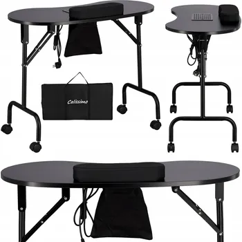 Konferenční stolek Skládací kosmetický stolek / stolek na manikúru s opěrkou, mobilní, černý