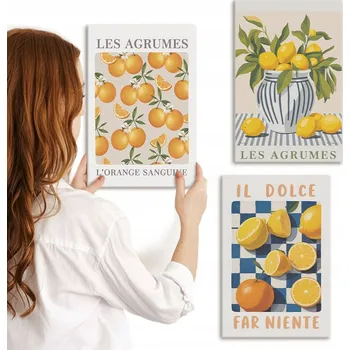 Obraz Sada obrazů na plátně Citrusové plody retro žluté 3x 20x30 cm