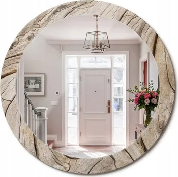 Zrcadlo Zrcadlo s potiskem do koupelny, kuchyně, předsíně - Prasklé dřevo fi 80 cm