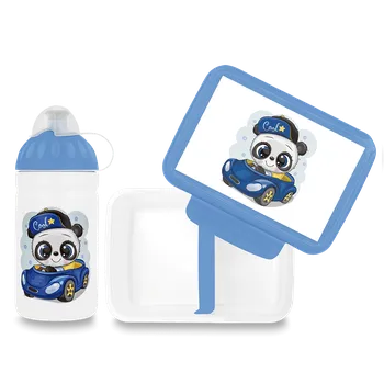 Svačinový box Set Zdravá lahev 0,5l a Zdravá sváča - Panda driver