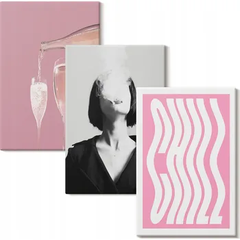 Obraz Obraz Na Plátně Sada Galerie Stylový portrét šampaňské relax 3x 20x30 cm