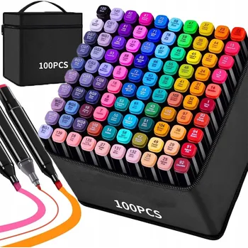 OBOUSTRANNÉ FIXY BAREVNÉ FIXY 100 POPISOVAČE + SÁČEK POUZDRO