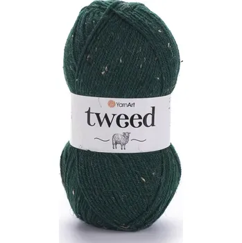 Příze Pletací příze YarnArt TWEED 232 tmavě zelená s barevnými nopky, 100g/300m