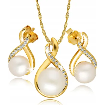 Náušnice Zlaté Řetízek 925 s Gravírování Náušnice perlami