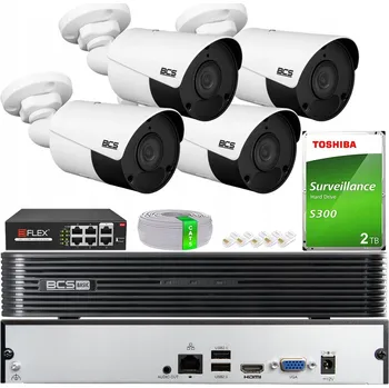 Bezpečnostní kamera Sada pro Monitorování BCS 4x Kamera BCS-P-TIP14FSR5 5MPx Skylight, Disk 2TB