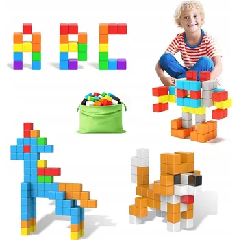 ostatní stavebnice STAVEBNICE Vzdělávací kostky Konstrukční magnety 54ks