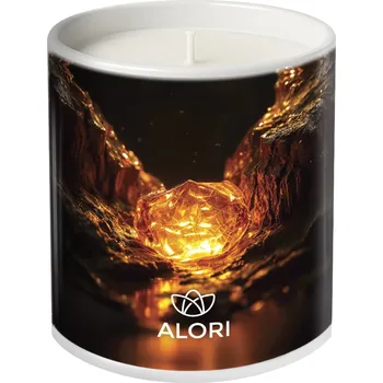 Svíčka Sójová svíčka - Jantarové dřevo - bílá 300ml