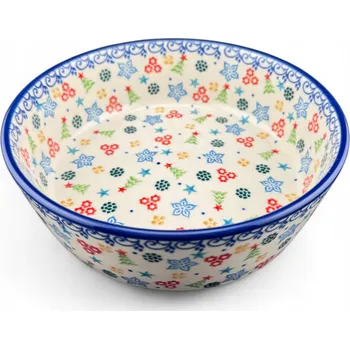 Miska jednoduchá 23,5 cm UNIKÁT Vánoce dekor U4858 Keramika Bolesławiec