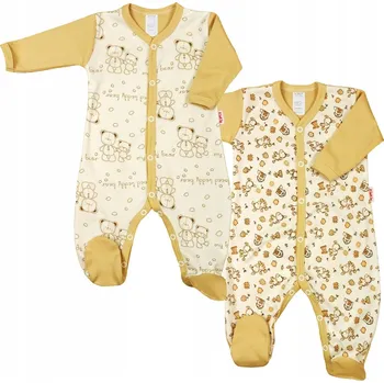 Kojenecké oblečení OVERAL dupačky 2 ks sada vel. 98 Medvídci Oslíci Béžová KLEKLE
