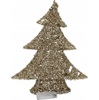 Vánoční dekorace VÁNOČNÍ STROMEK OZDOBNÝ PODSVÍCENÝ LED ZLATÁ DEKORACE 39 CM