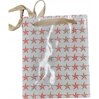 Dárková taška Dárková taška XS Hvězdičky hnědé 11,5x14,5x6 cm