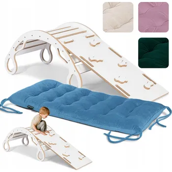 Dětská houpačka Houpačka dřevěný Wood for kids skluzavka polštář bílý 12 m +