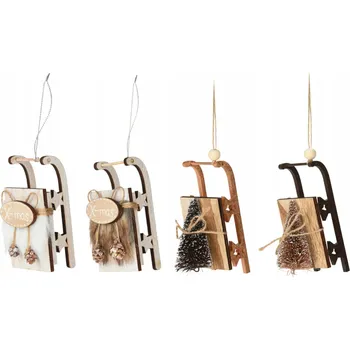 Vánoční ozdoba Sada 4 ozdob: Ozdobné sáně mix 11,5 cm