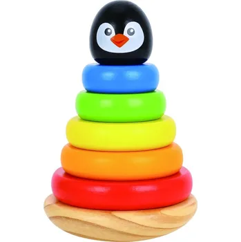 Dřevěná hračka TOOKY TOY Dřevěná skládačka pyramida Tučňák