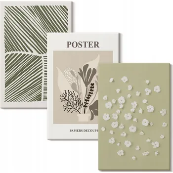 Obraz Sada obrazů na zeď Rostlinné motivy v tlumených barvách 3x 20x30 cm