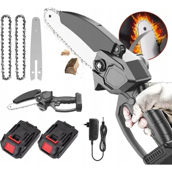 Motorová pila AKU ŘETĚZOVÁ PILA PILA BEZUHLÍKOVÁ 2x AKU PROŘEZÁVACÍ PILA NA VĚTVE