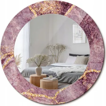 Zrcadlo Zrcadlo s potiskem do koupelny, kuchyně, předsíně - Imitace mramoru, průměr 50 cm