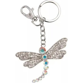 Módní doplněk Albi Klíčenka vážka kovový přívěsek na klíče s karabinkou