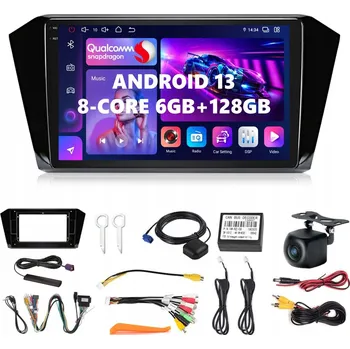 Mobilní telefon ANDROID 13 RÁDIO PRO VW PASSAT B8 2015-2020 s CARPLAY, LTE SIM, AUTO BT, 6GB/128GB