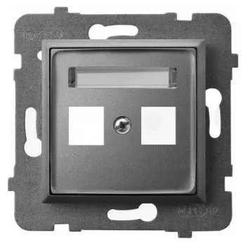 Elektrická zásuvka Aria šedá matná krytka dvojité zásuvky keystone Ospel GPK-2U/P/70