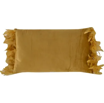 Polštář Polštář obdélníkový velurový žlutý s peřím
