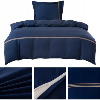 Povlečení Povlečení 140x200 cm, 2 povlaky na polštáře 70x80 cm, hladké s VÝŠIVKOU Lumera, sada MODRÁ