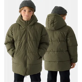 Chlapecká bunda CHLAPECKÁ ZIMNÍ ZIMNÍ BUNDA 4F VEL. 140, PÉŘOVÝ PLÁŠŤ S S KAPUCÍ TDJAM464 AW24