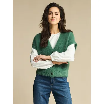 Dámská vesta Red Button svetrová vesta krátký rukáv Fuzzy zelená Velikost: M