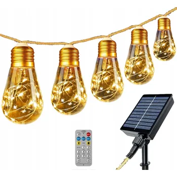 Venkovní osvětlení Solární zahradní girlanda, solární světla, 16x LED žárovka na balkon, 7,8 m