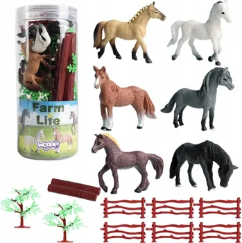 Figurka SADA FIGUREK KONĚ VELKÁ ZVÍŘATA STÁJ FARMA ZOO KONTEJNER XXL WOOPIE