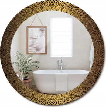 Zrcadlo Nástěnné Zrcadlo s dekorativním skleněným rámem s potiskem , průměr 70 cm