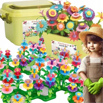 ostatní stavebnice Stavební Stavebnice s květinami, 112 Dílů Dárek Hračka Kufřík pro holčičku