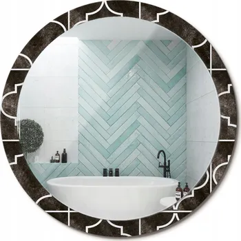 Zrcadlo Kulaté nástěnné dekorativní zrcadlo ve skleněném rámu Antický vzor průměr 100 cm