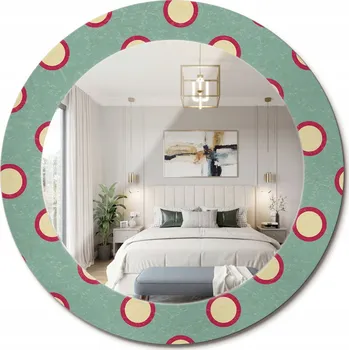 Zrcadlo Kulaté nástěnné dekorativní zrcadlo ve skleněném rámu Kruhy tečky průměr 60 cm