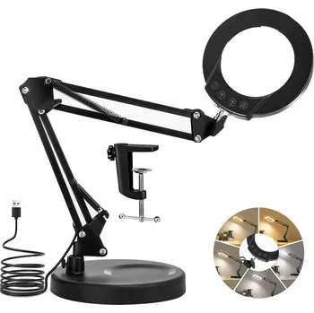 Lampička LED LAMPA S LUPU KOSMETICKÁ SKLO ZVĚTŠOVACÍ STOLNÍ LAMPA KRESLÍŘSKÁ