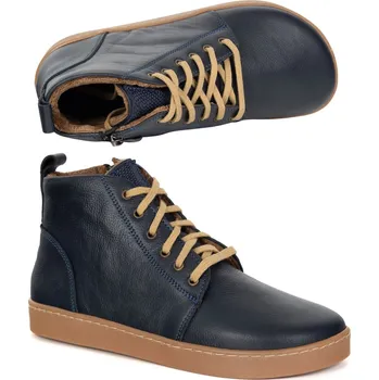 Dámská obuv Dámské zimní barefoot boty kožené Z-B04 tmavě modré 36