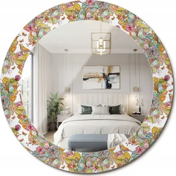 Zrcadlo Zrcadlo s ozdobným skleněným okrajem Pohádkové květiny o průměru 60 cm