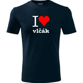 Chlapecké tričko Tmavě modré dětské tričko I love vlčák - dárek pro malého pejskaře / pejskařku - barva tmavě modrá - velikost 10let