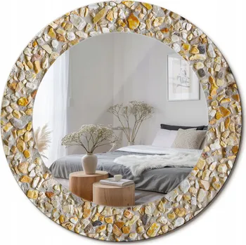 Zrcadlo Zrcadlo s potiskem do koupelny, kuchyně, předsíně, vzor lastrik, průměr 50 cm