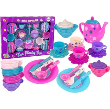 nádobí do dětské kuchyňky Sada na čaj Šálky Talířky Fialová
