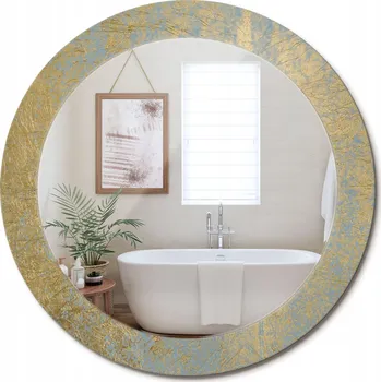 Zrcadlo Stylové kulaté zrcadlo na zeď s potiskem, loftový design, průměr 70 cm