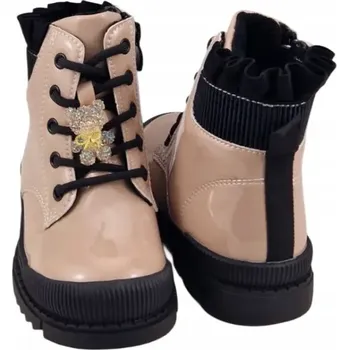 Pracovní obuv Dětské lakované kotníkové Kotníkové Boty s medvídkem MISS E 25DZ23-9507 béžové velikosti 26