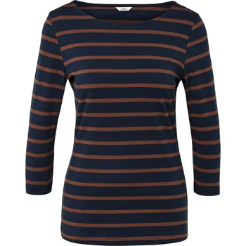 Pánské tričko 713937 - Tchibo - Proužkované triko s 3/4 rukávem - pro ženy - vel. XL 48/50 - barva: modrá/s proužky