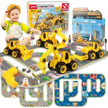 ostatní stavebnice Stavebnice pro děti – sada vozidel k sestavení s podložkou