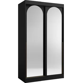 Šatní skříň Šatní skříň MODIN | se zrcadlem | 120 cm | černá/zlaté úchyty