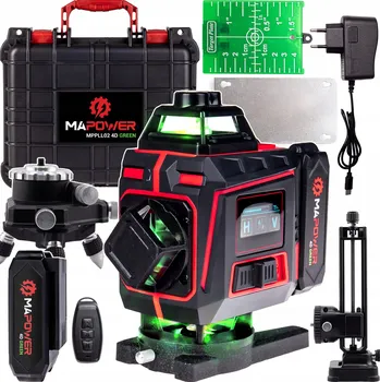 Měřící laser Křížový laser Mapower MPLL02, 4D laserová vodováha, dosah 30 m